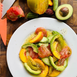 Sweet and Salty Peach Salad for Summertime