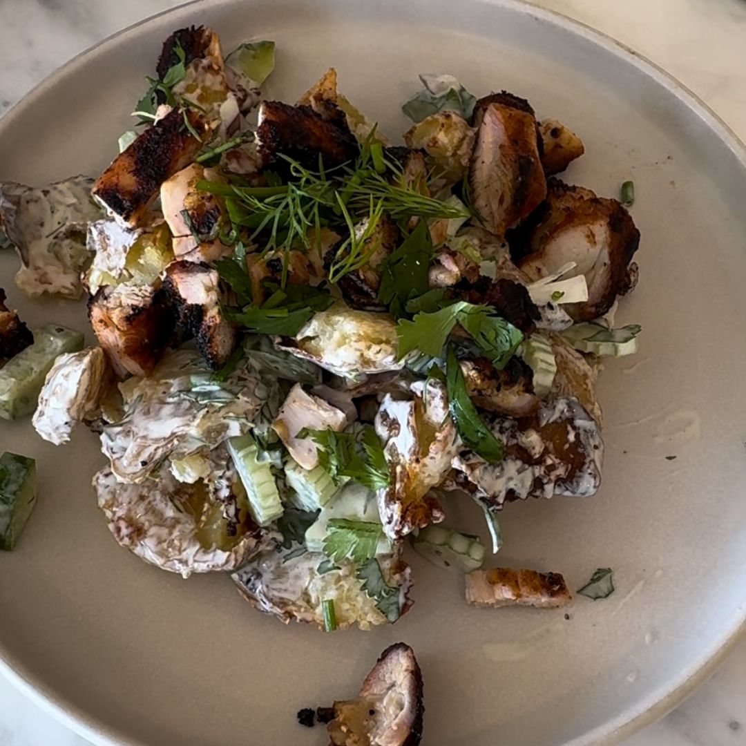 The Viral Crispy Potato Salad with BBQ Chicken | Fab Four Inspired