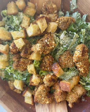 Oven-Baked Gluten-Free Breaded Chicken with Caesar Salad