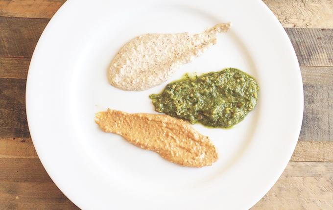 Extra Saucy Dip Trio: Garlic Sauce, Cilantro Pesto, And Spicy Chipotle
