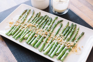 Roasted Asparagus with Lemon Aioli and Walnut Piccata