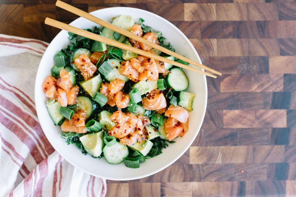 Home-made Healthy Salmon Poke Bowl