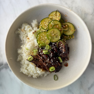 Sticky Korean Shredded Beef with 50/50 Rice (Dutch Oven or Instant Pot)