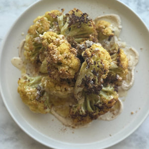 Oven-Roasted Cauliflower with a Tahini Drizzle + Dukkah
