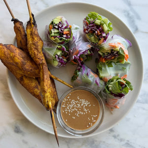 Chicken Satay with Fresh Spring Rolls & Peanut Dipping Sauce