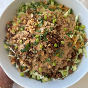 Viral Crispy Rice Salad with Turkey and Spicy Thai Peanut Dressing