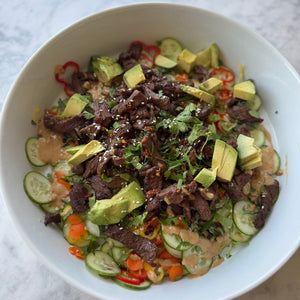 Coconut Seared Ribeye with Peanut Cucumber Slaw: A High-Protein Dinner That Balances Blood Sugar in 20 Minutes