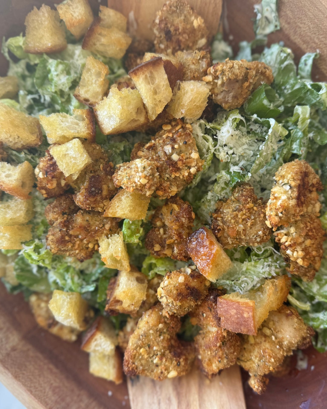 Oven-Baked Gluten-Free Breaded Chicken with Caesar Salad