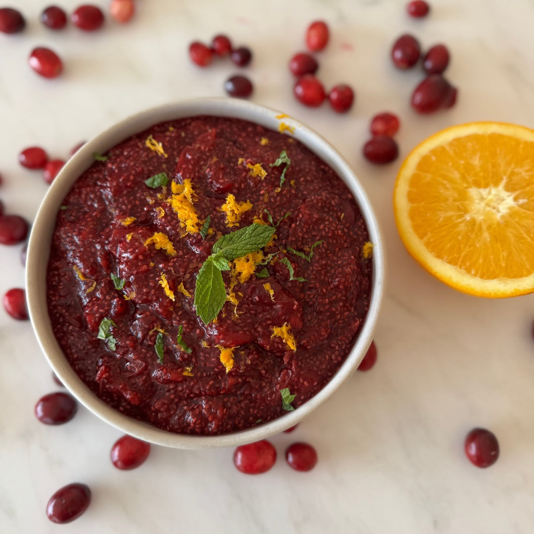 Easy Make-Ahead Thanksgiving Cranberry Chia Sauce (No Refined Sugar!)